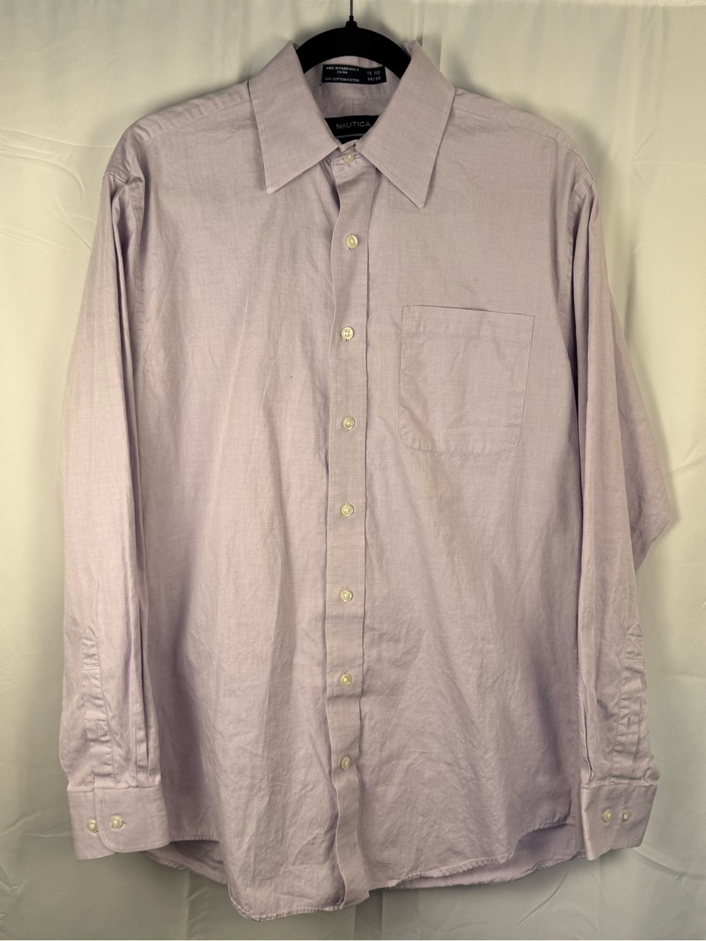 Nautica Pinpoint Oxford Lavender Dress Shirt Men’s 15.5 34/35 Cotton